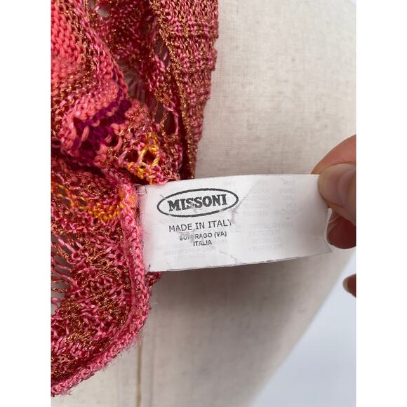 MISSONI Metallic Crochet Chevron Stripe Bell-Sleeve Sweater/Top Size M (est) - Picture 8 of 9